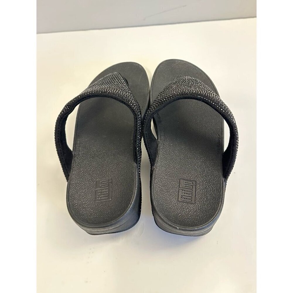 Fitflop Lottie Shimmer Crystal Thong Sandals Black Size EU 38/ US 7 T82-001 - Picture 7 of 10